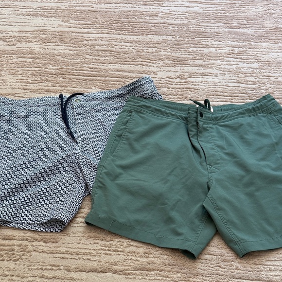 J. Crew Other - Set of Two J. Crew Olive Green & Navy / White Swim Shorts Size Medium